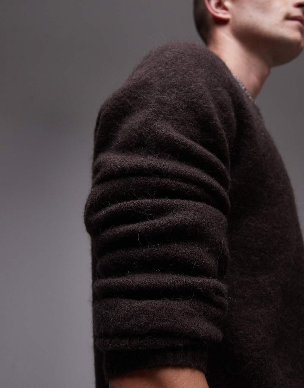 ARKET alpaca blend sweater with crew neck in brown Product Image