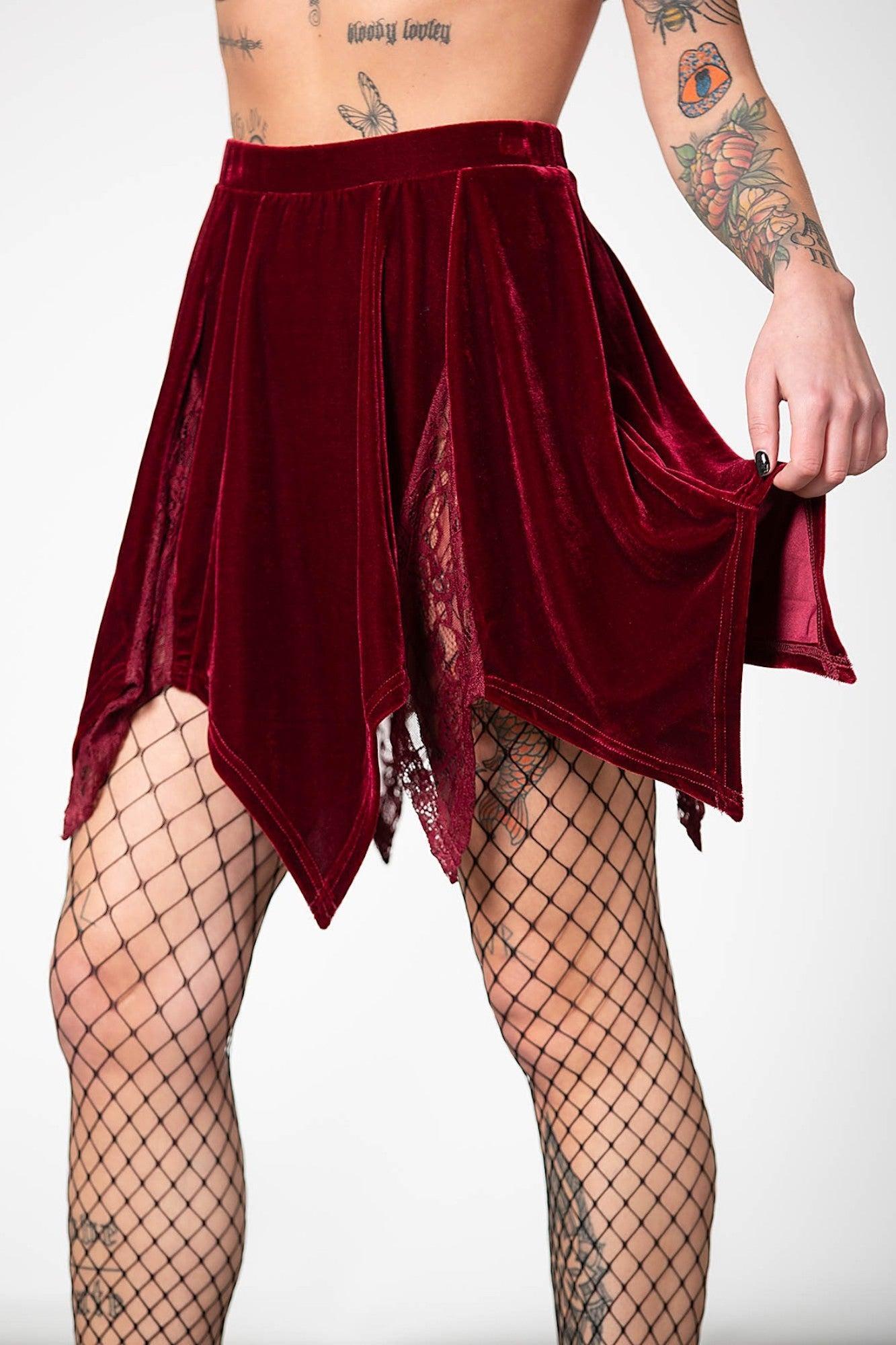 Lester Velvet Mini Skirt [BLOOD] Female Product Image