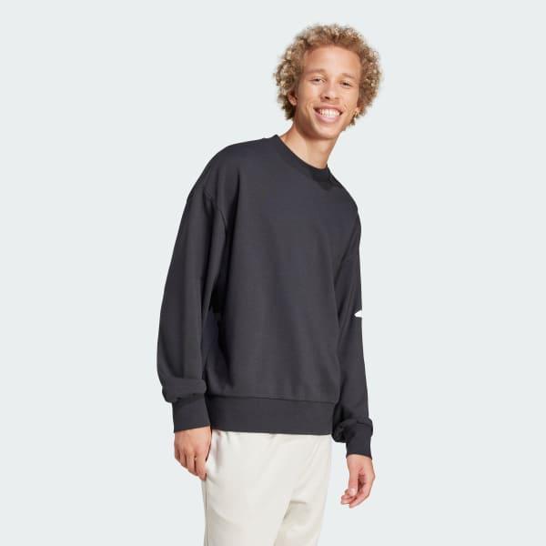 adidas Essentials Loose Fit 3 Bar Logo Sweatshirt Black L Mens Product Image
