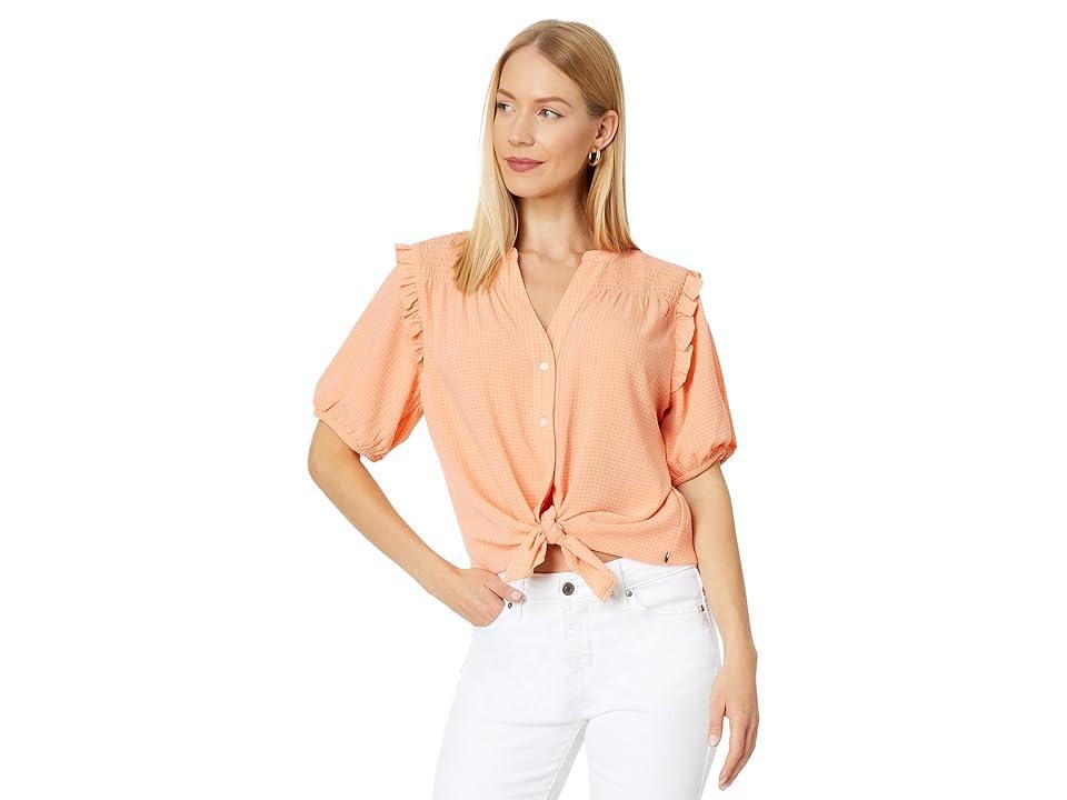 Tommy Hilfiger Short Sleeve Smock Yoke Top (Ivory) Women's Clothing Product Image