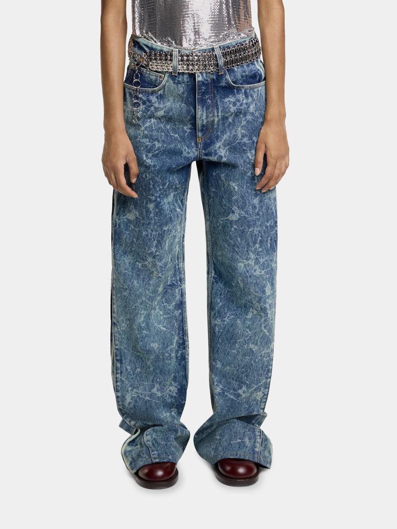 WIDE-LEG JEANS IN WASHED DENIM Product Image