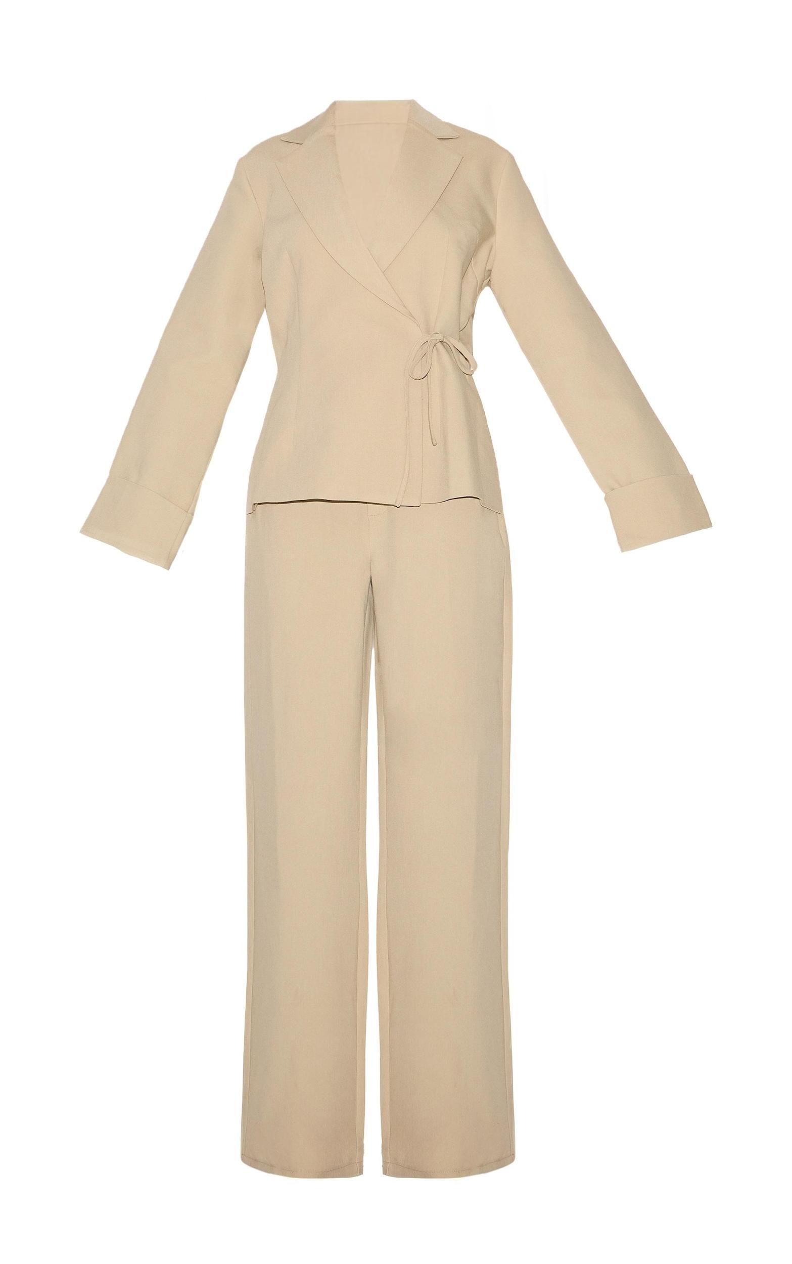  Clay Premium Woven Tie Side Blazer Jumpsuit Product Image