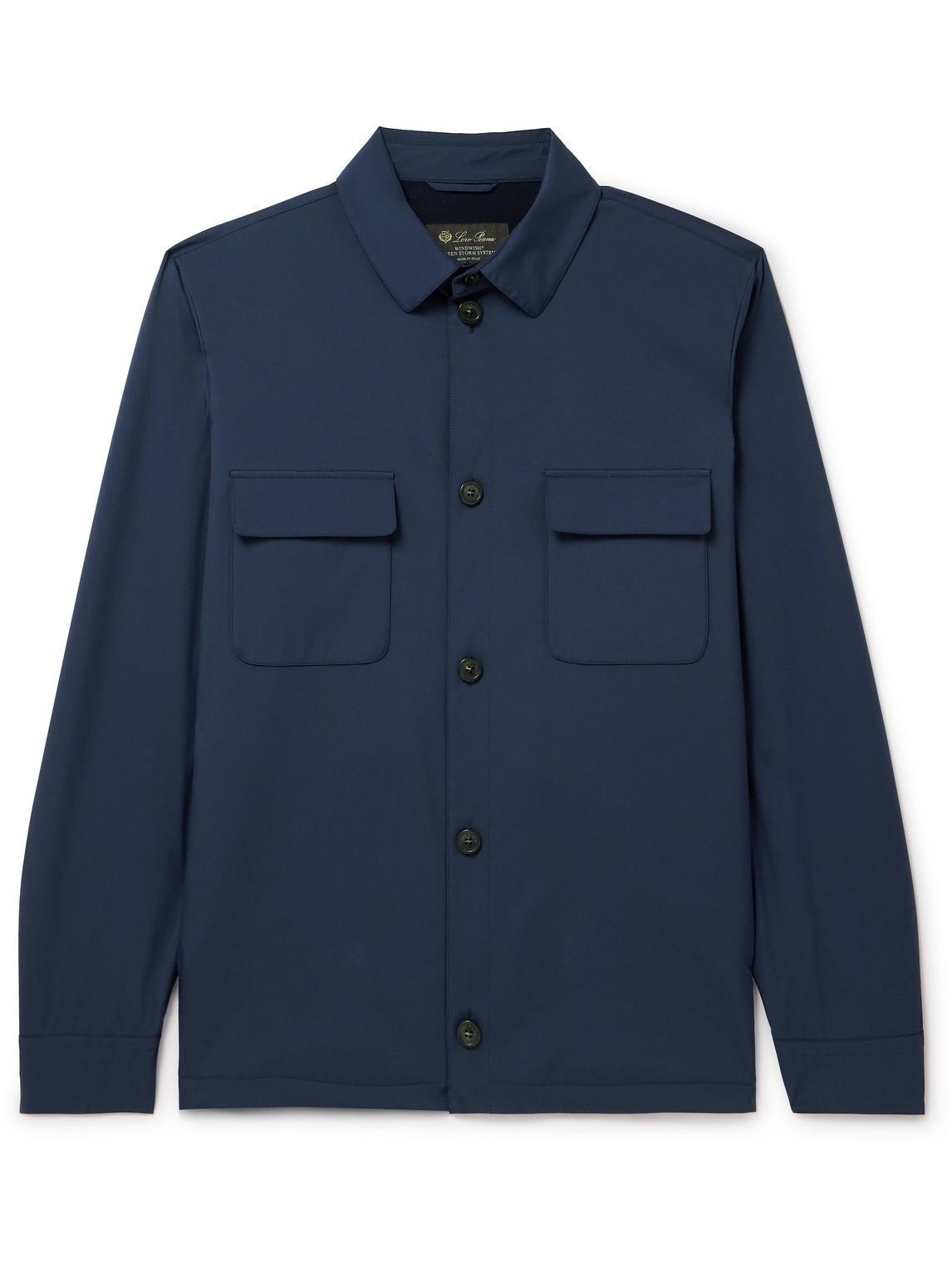 LORO PIANA Men's Windwish Wind-resistant Overshirt In Blue Product Image