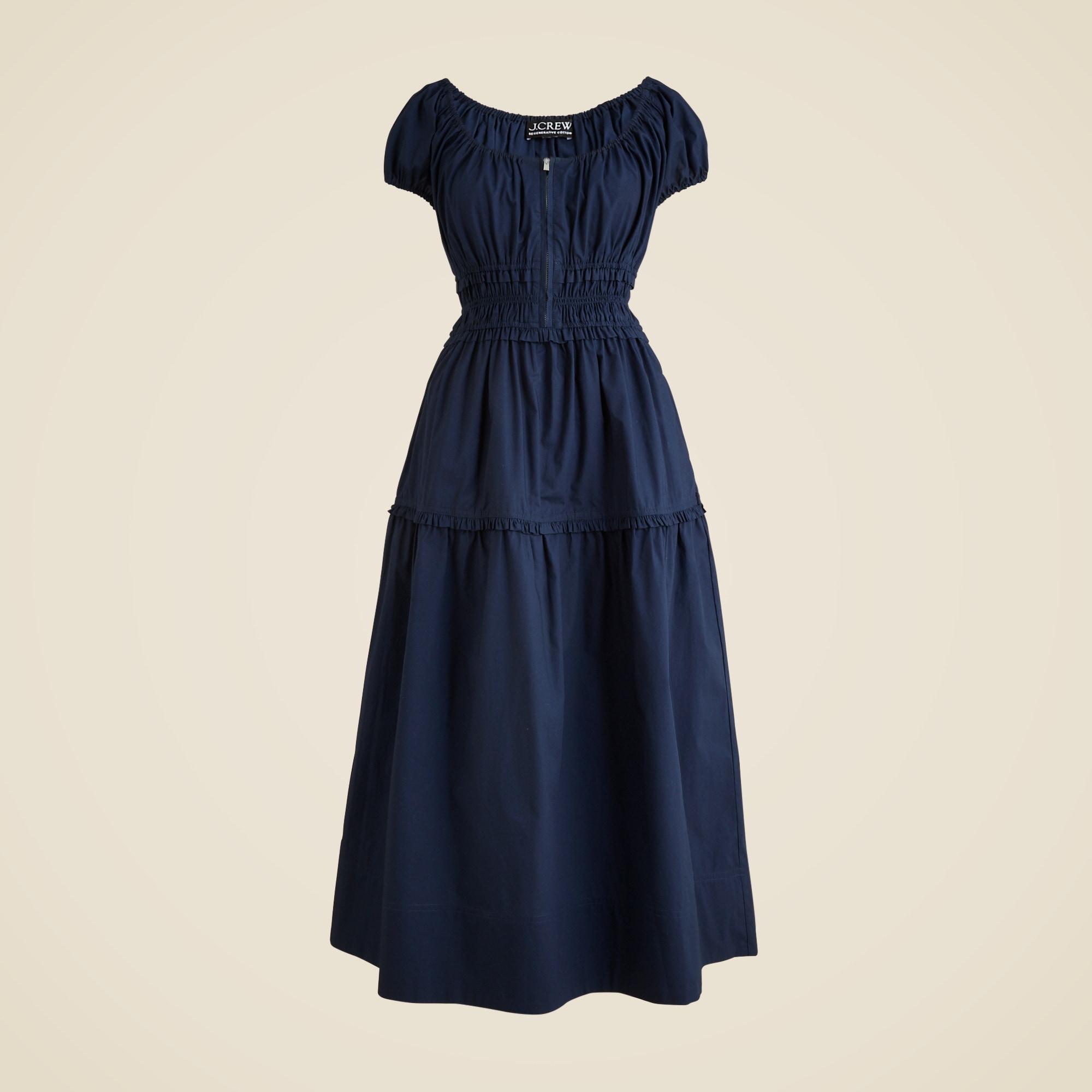 Tiered midi dress in cotton poplin Product Image