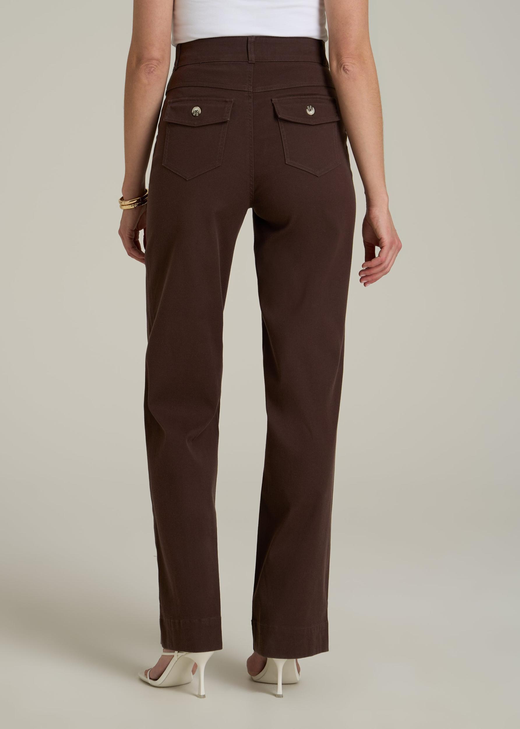 Stretch Twill Wide Leg Pant for Tall Women in Espresso Product Image