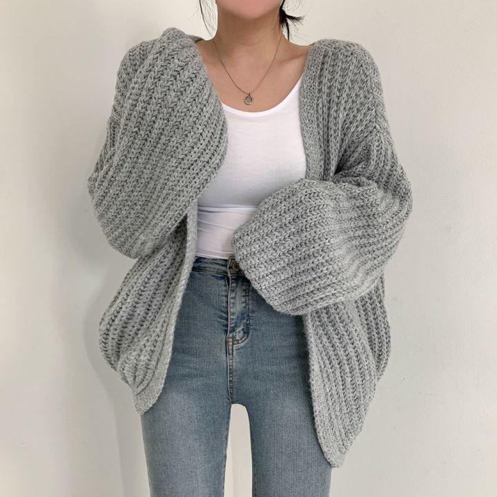 Plain Open Front Cardigan Product Image