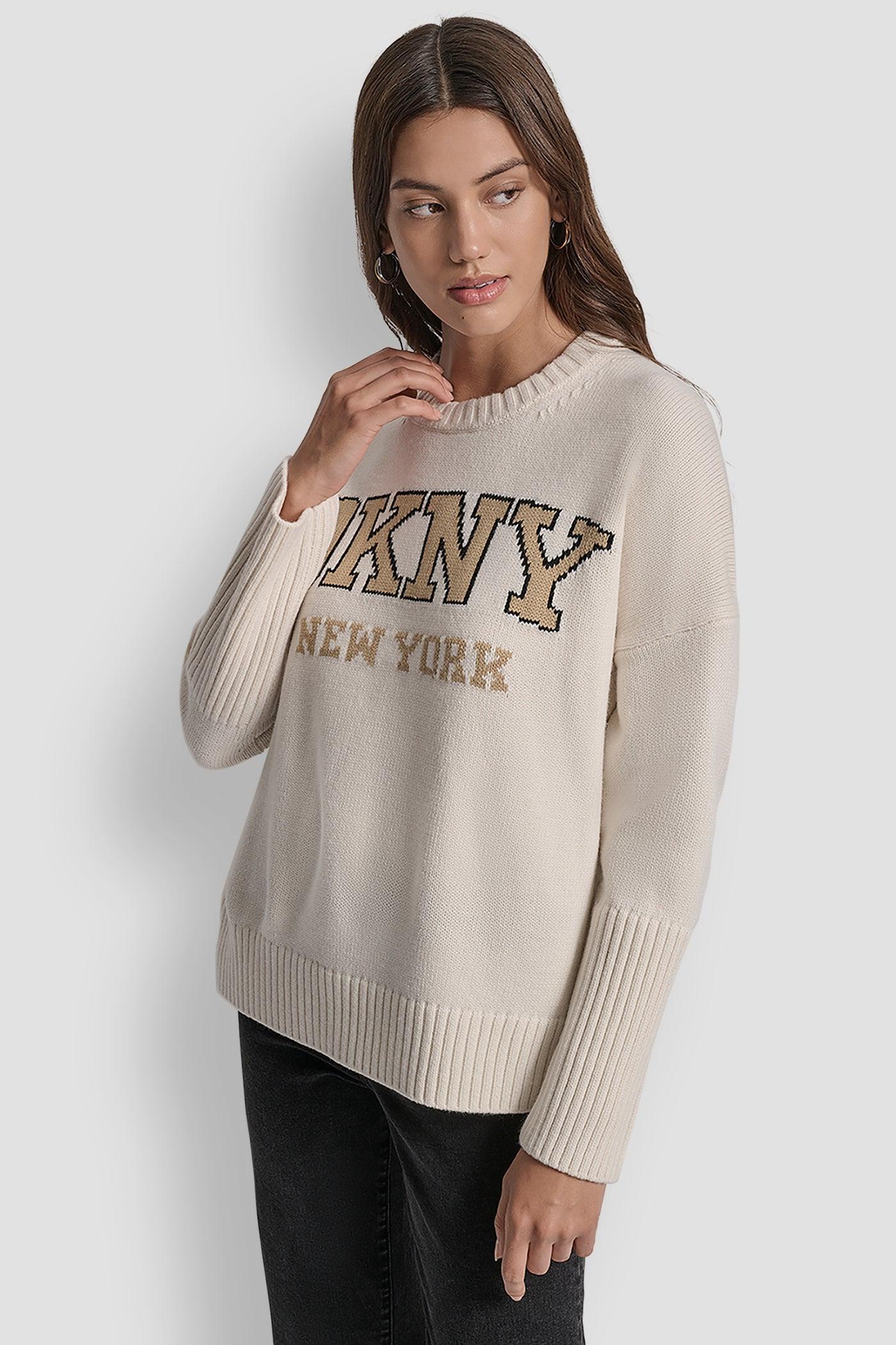 VARSITY LOGO INTARSIA CREW NECK RELAXED SWEATER Product Image