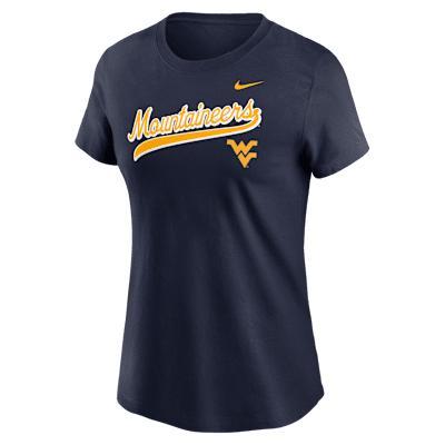 West Virginia Athletic Prep Arch Local Script Nike Womens College T-Shirt | NKAF41SWVN-XFN Product Image