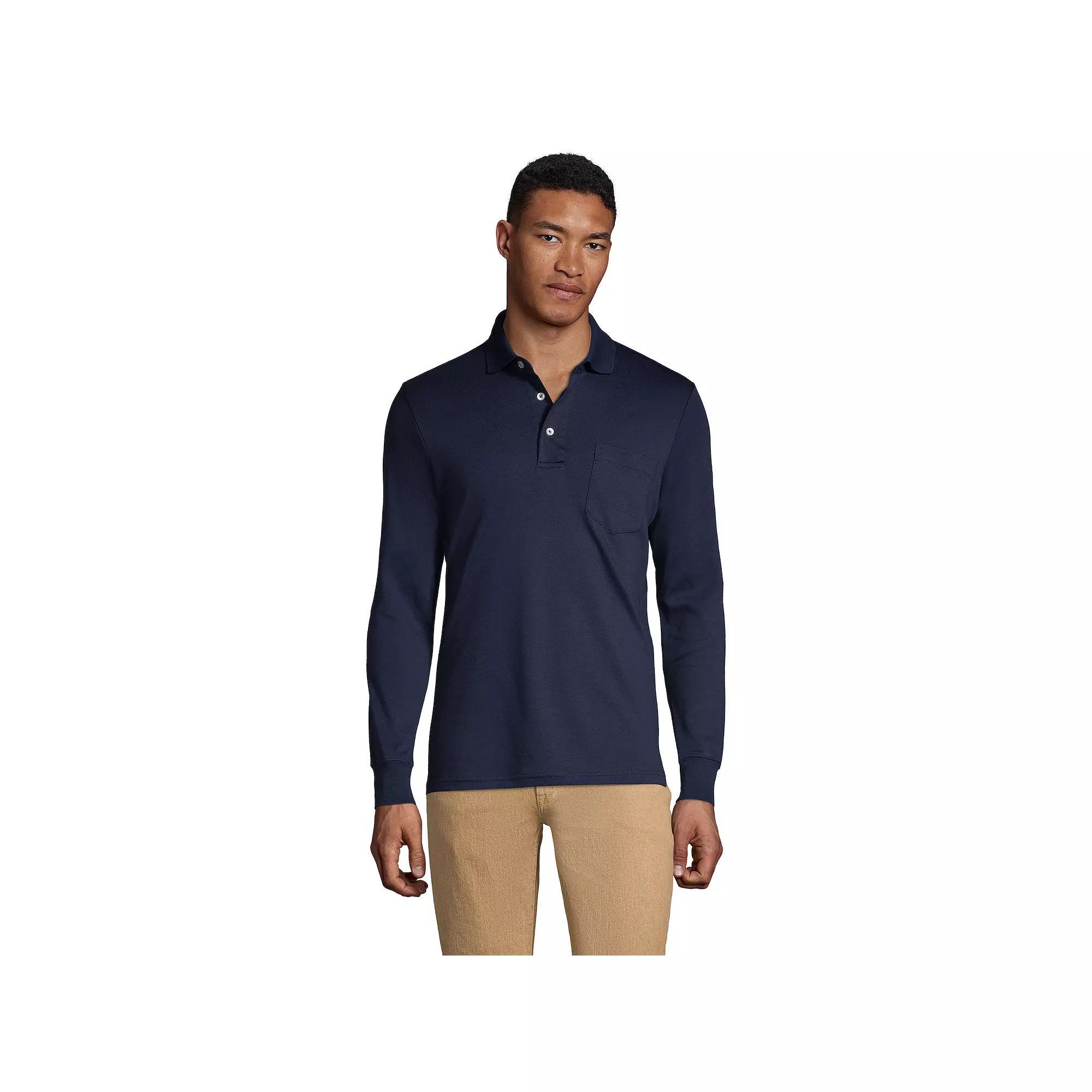 Men's Lands' End Classic-Fit Super Soft Supima Pocket Polo, Size: XL, White Product Image