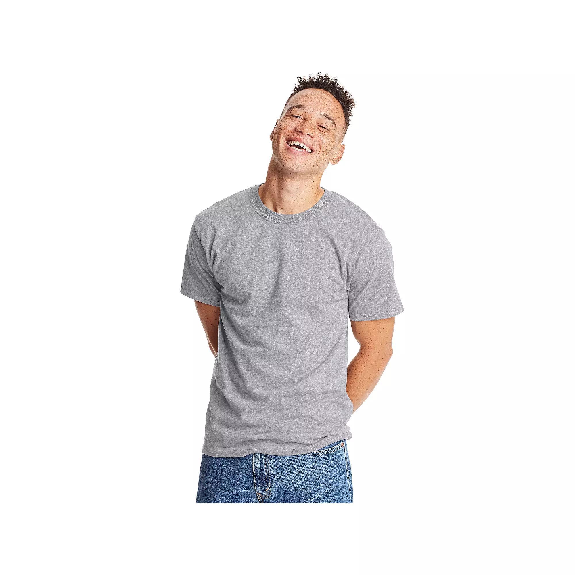 Men's Hanes® Beefy-T 2-Pack T-Shirt, Size: Small, Grey Heather Product Image