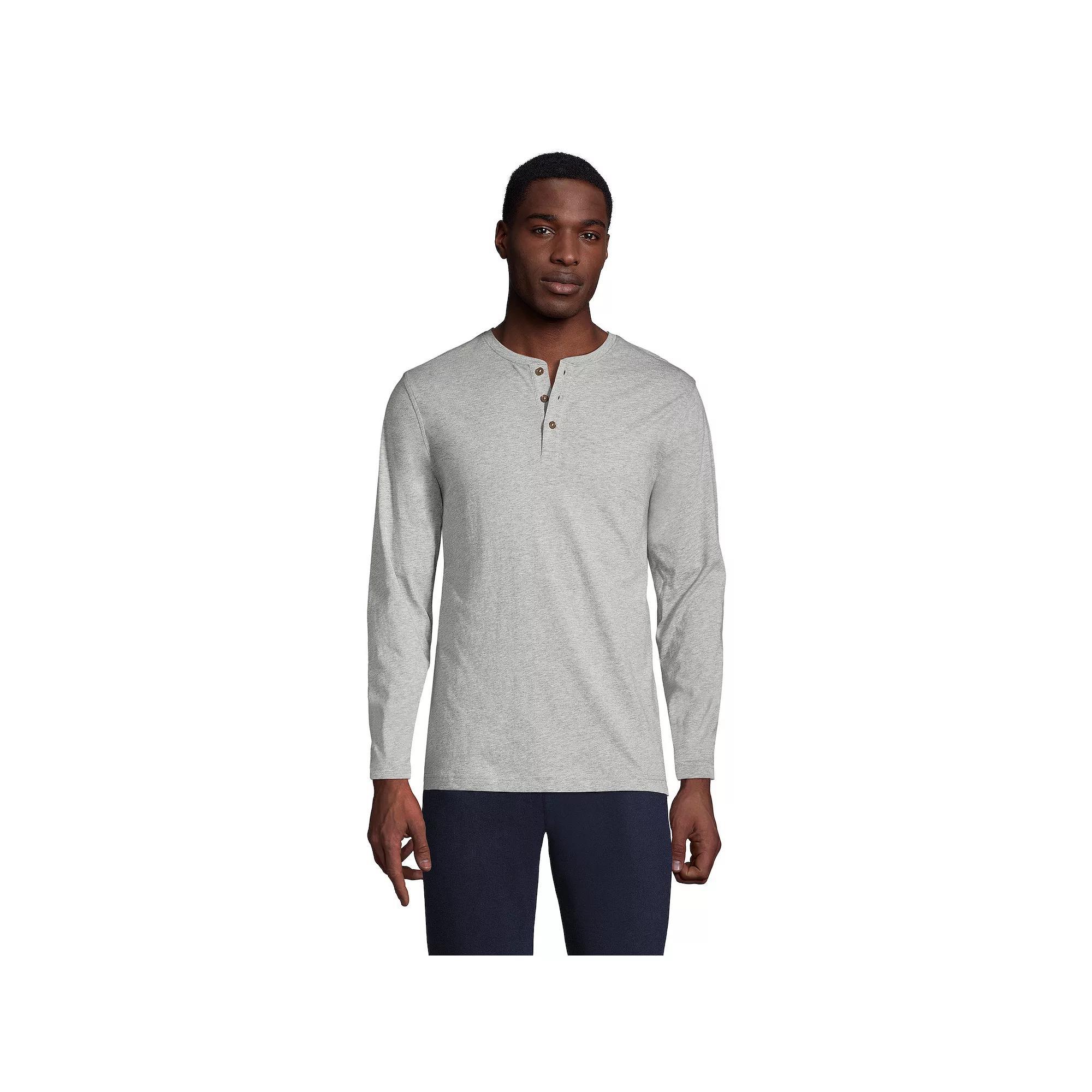 Big & Tall Lands' End Supima Jersey Henley, Men's, Size: 2XB, Light Gray Grey Product Image