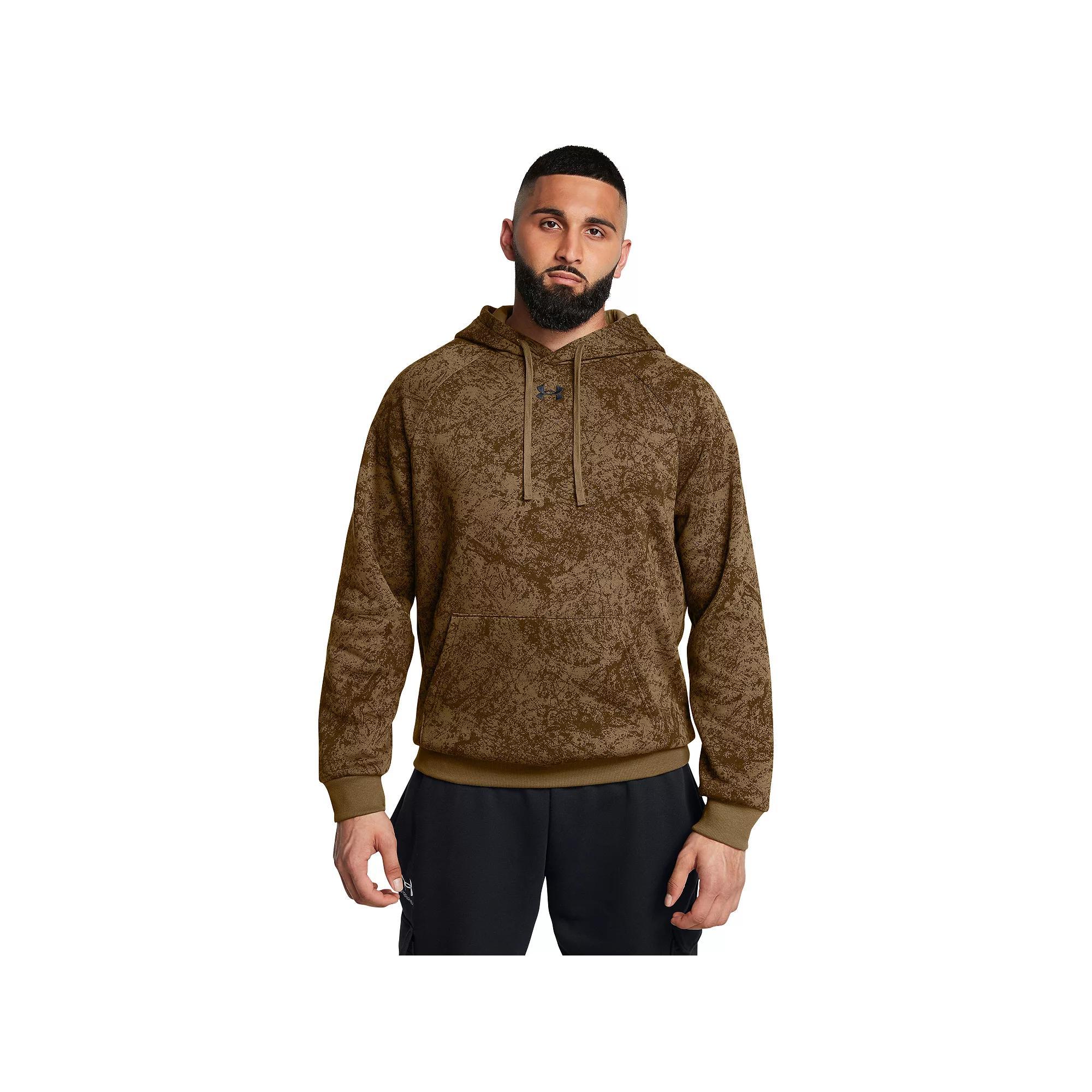 Men's Under Armour Rival Fleece Tech Camo Hoodie, Size: Small, Coyote Product Image