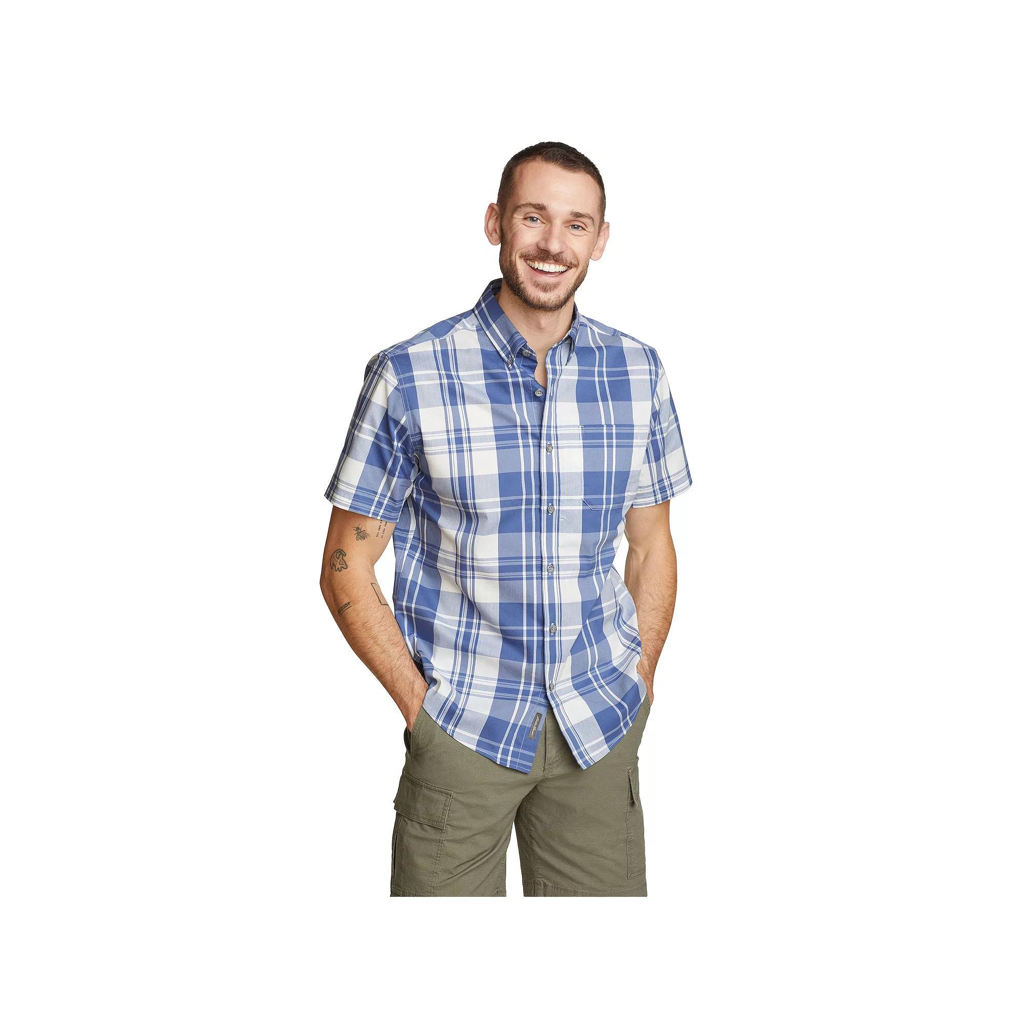 Men's Eddie Bauer UPF 50 Voyager Short Sleeve Button-Down Shirt, Size: Small, Dijon Product Image