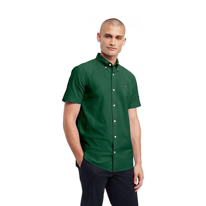 Men's Tommy Hilfiger Short Sleeve Original Stretch Oxford Shirt, Size: Medium, Daisy Yellow Solid Product Image