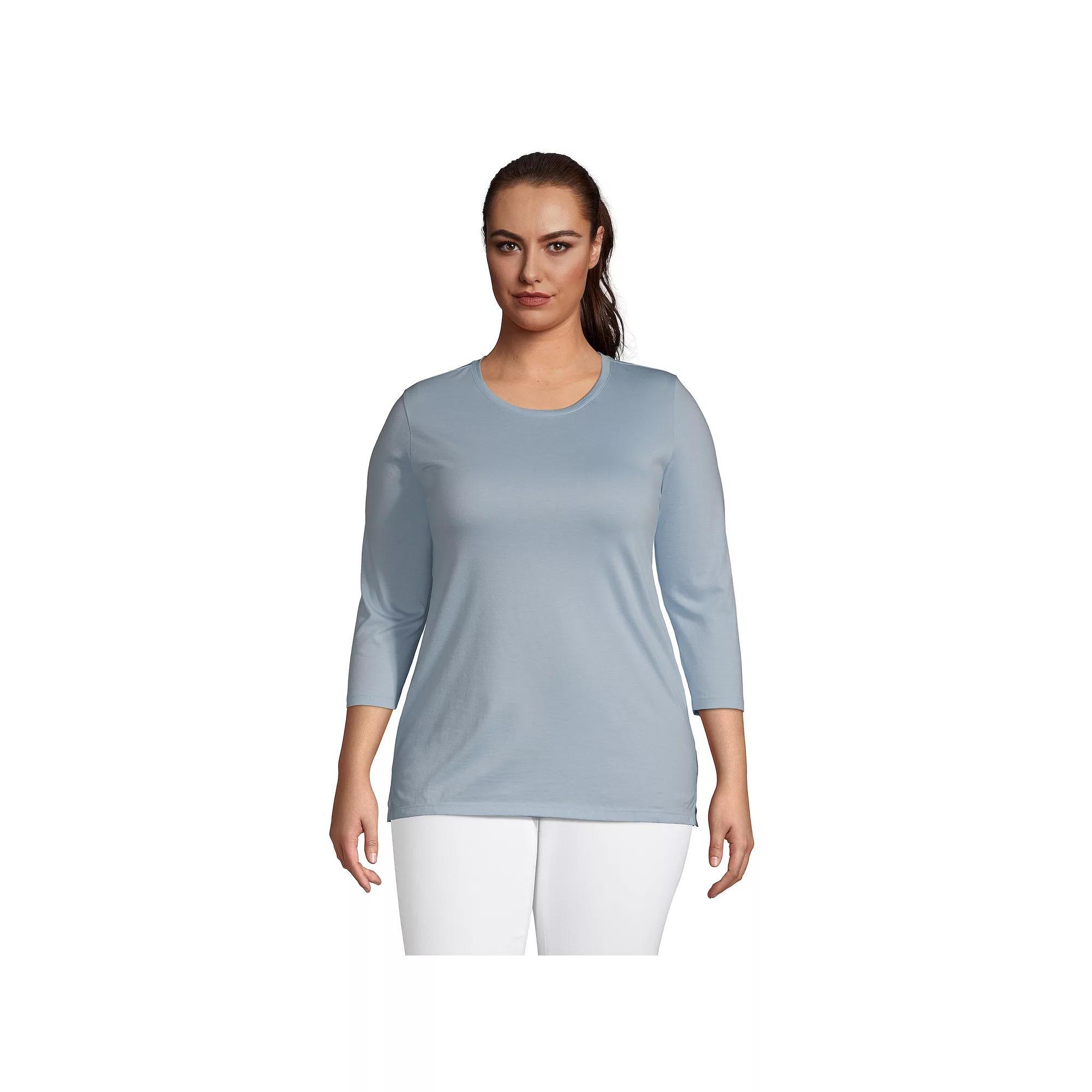 Plus Size Lands' End Supima Cotton Relaxed Fit Crewneck Tunic, Women's, Size: 3XL, Radiant Blue Product Image
