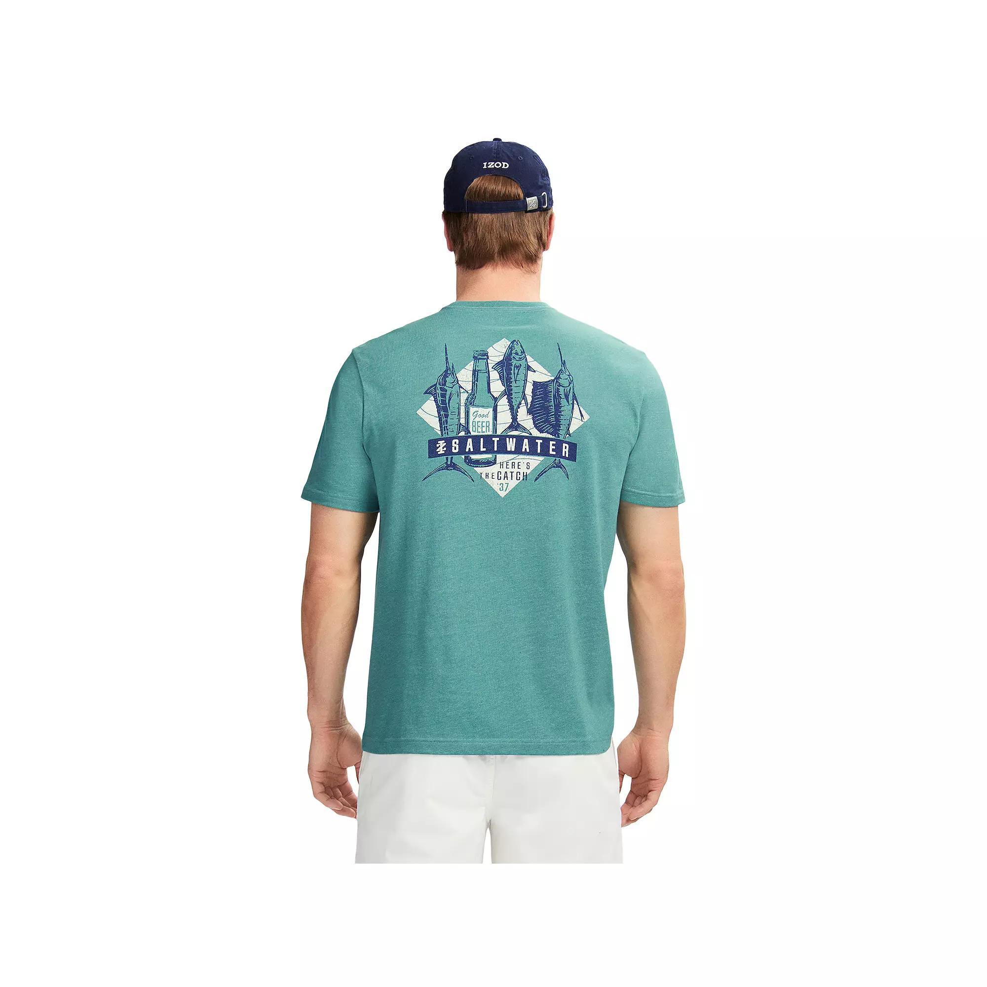 Mens IZOD Saltwater Natural Stretch Short Sleeve Graphic Tee Blue Fish Product Image
