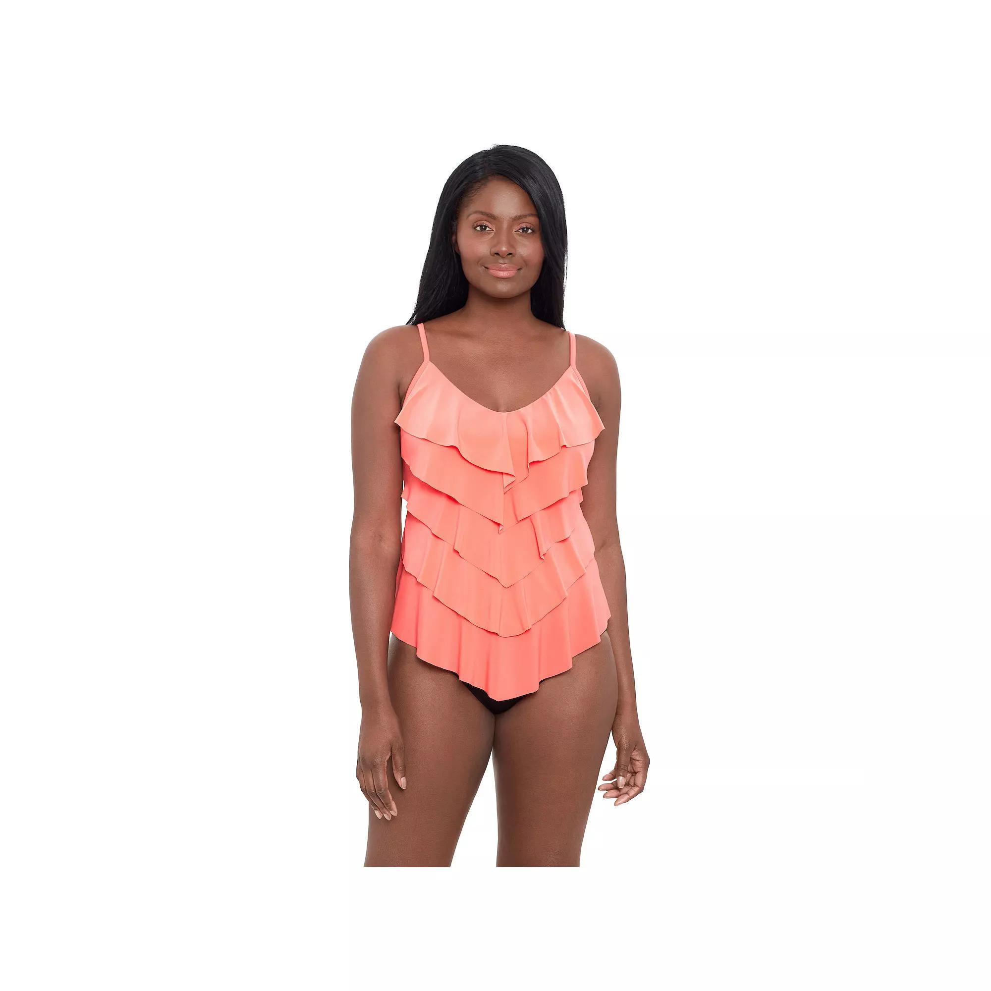 Women's Trimshaper Rachel Tankini Swimsuit Top, Size: 10, Pink Product Image