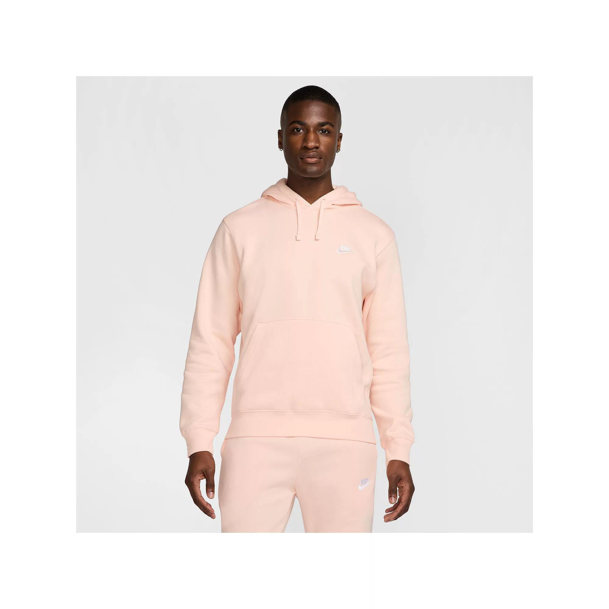 Nike Mens Nike Club Pullover Hoodie - Mens White/Washed Coral/Washed Coral Product Image