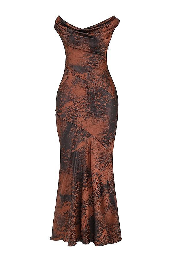 Alaina Antique Copper Bias Cut Maxi Dress Product Image