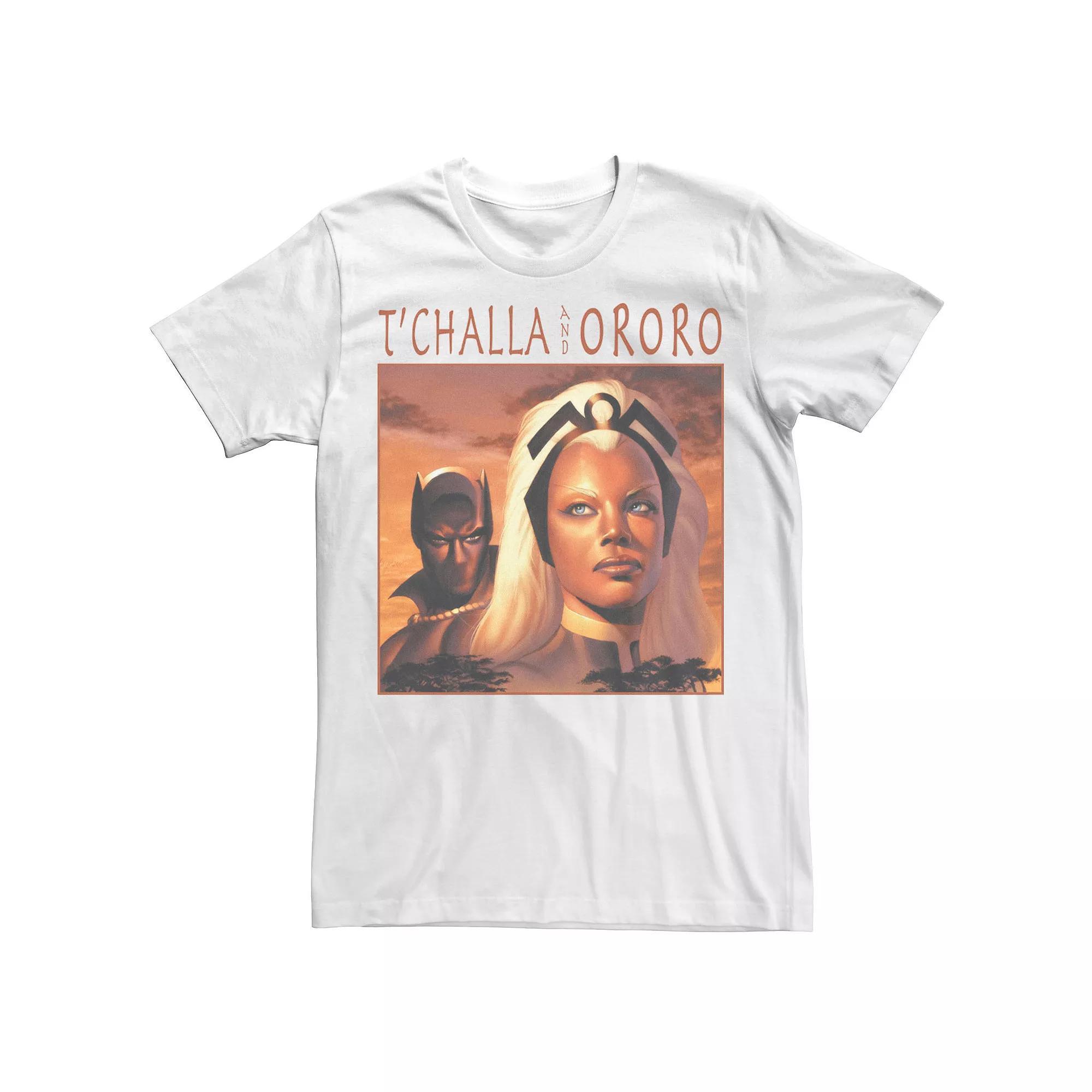 Men's Marvel T'Challa And Ororo Simple Portrait Tee, Size: 3XL, White Product Image