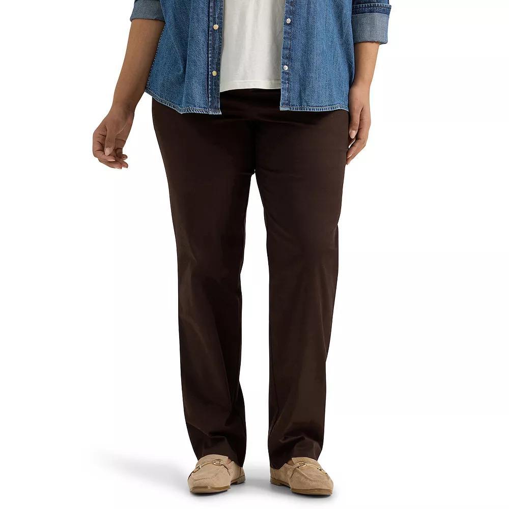 Plus Size Lee® Wrinkle-Free Pants, Women's, Size: 26 Petite, Brown Product Image