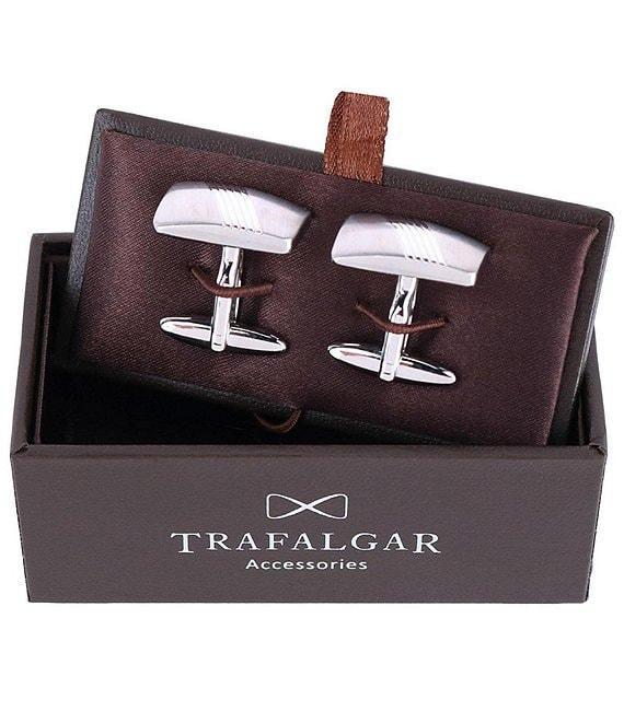 Trafalgar Diagonal Detail Rhodium Cuff Links Product Image