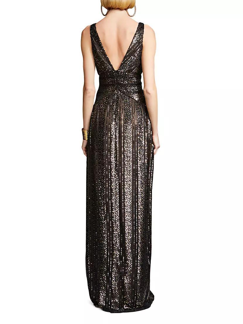 Esra Sequined V-Neck Gown Product Image