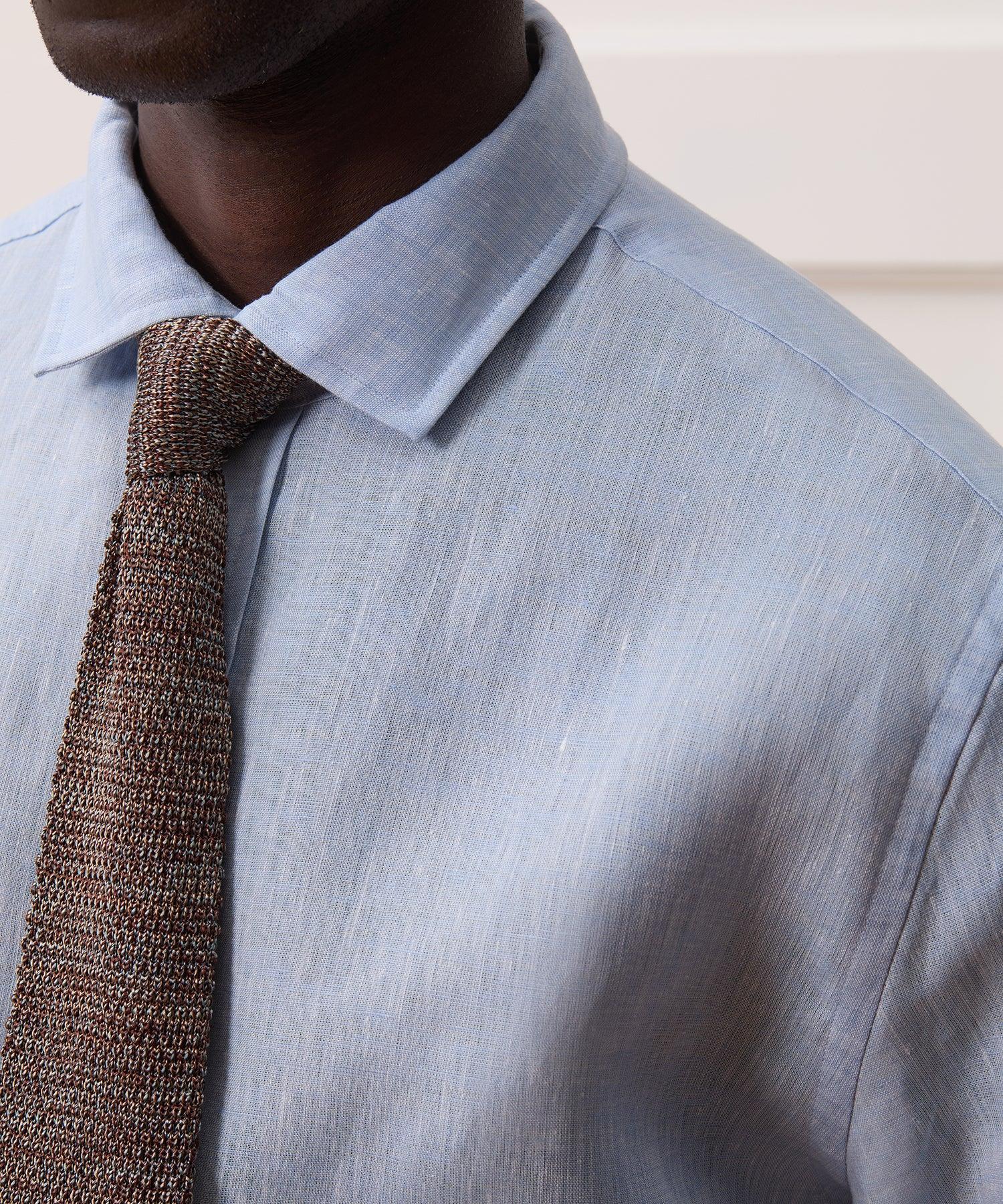 Italian Linen Spread Collar Dress Shirt Product Image