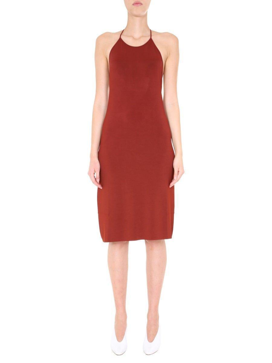 BOTTEGA VENETA Open Back Halter Dress In Orange Product Image