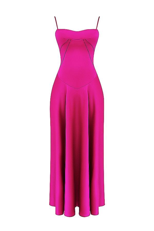 Anabella  fuchsia lace up maxi dress Product Image
