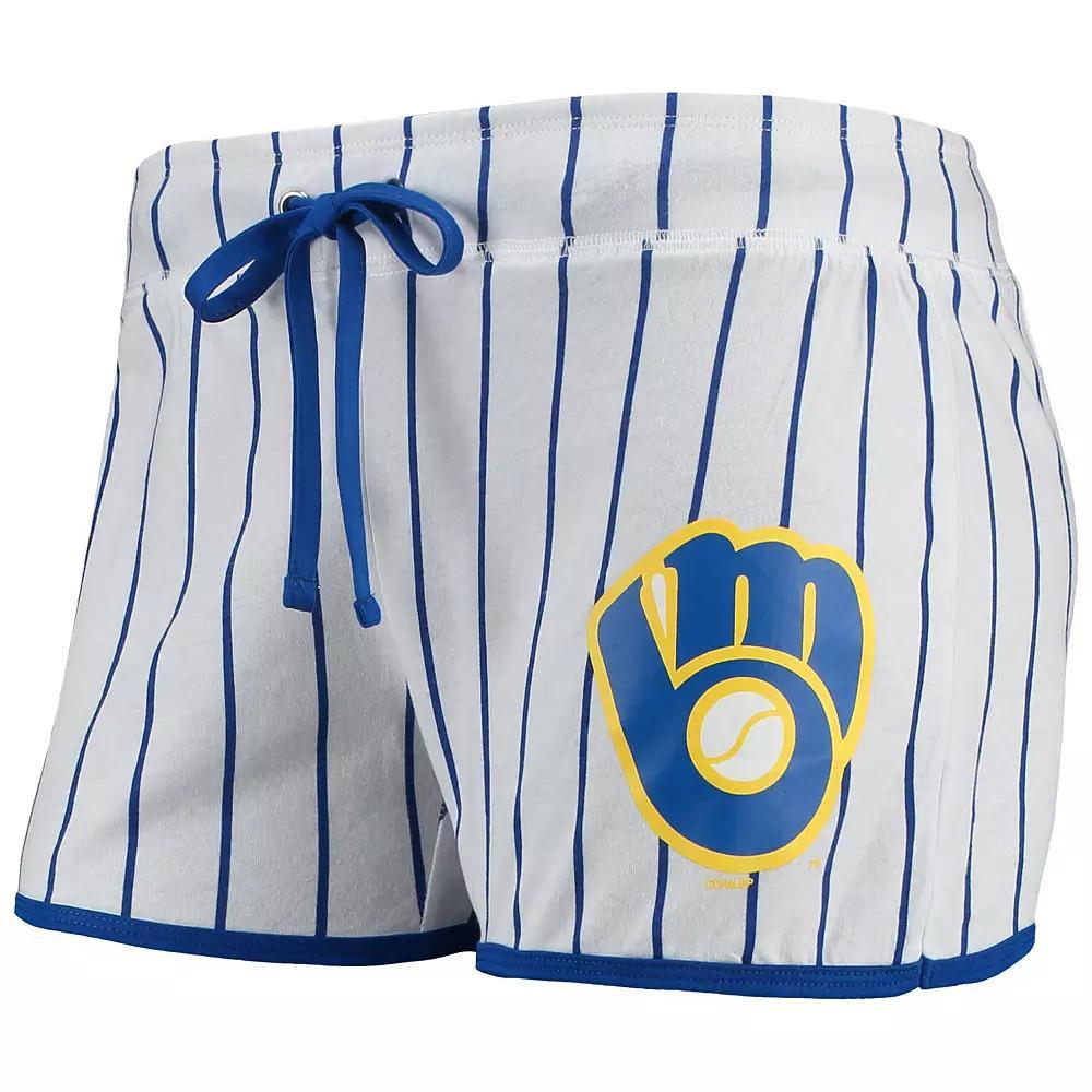 Women's Concepts Sport White/Royal Milwaukee Brewers Vigor Sleep Shorts, Size: Small Product Image