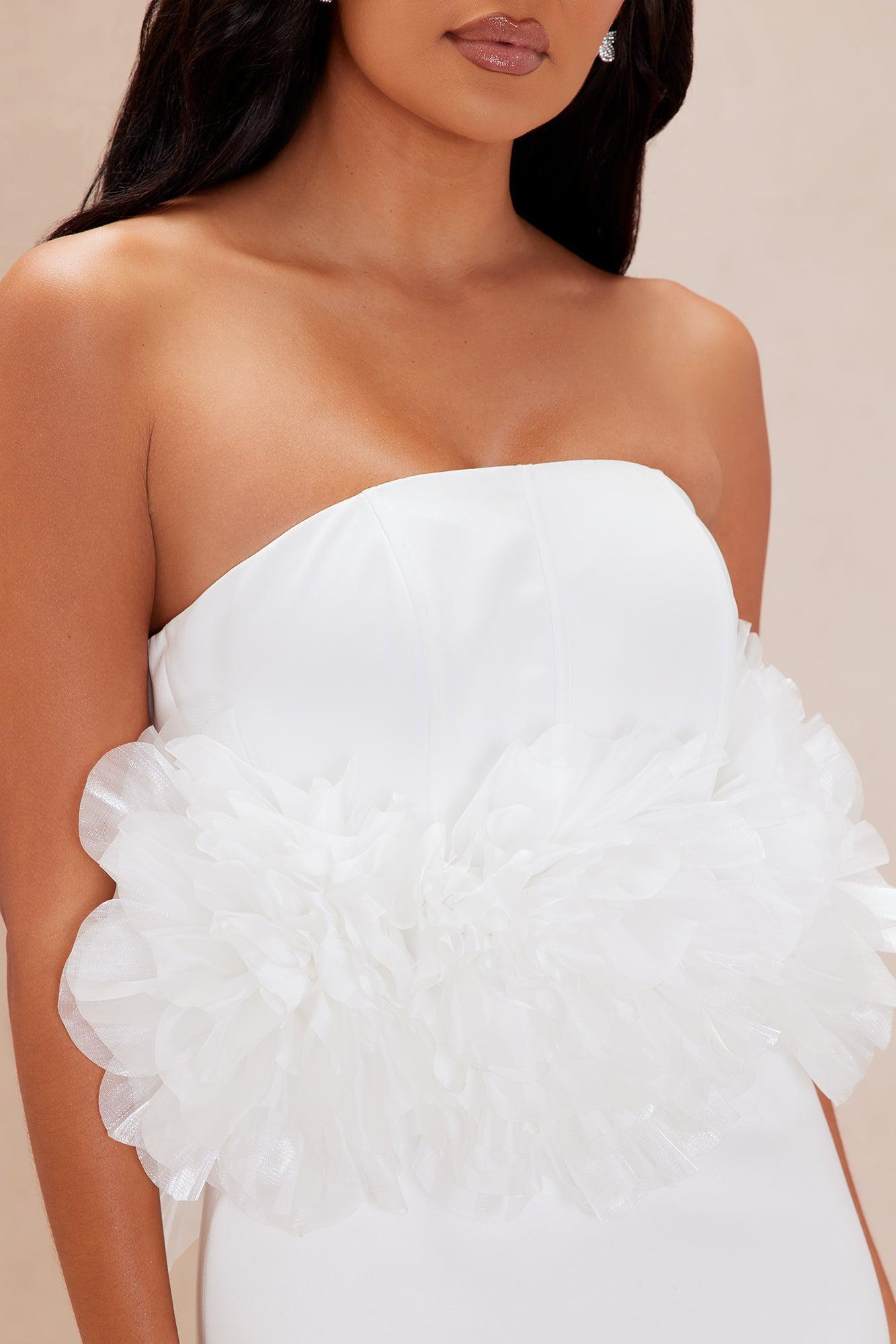 Sofia Floral Satin Gown - White Product Image