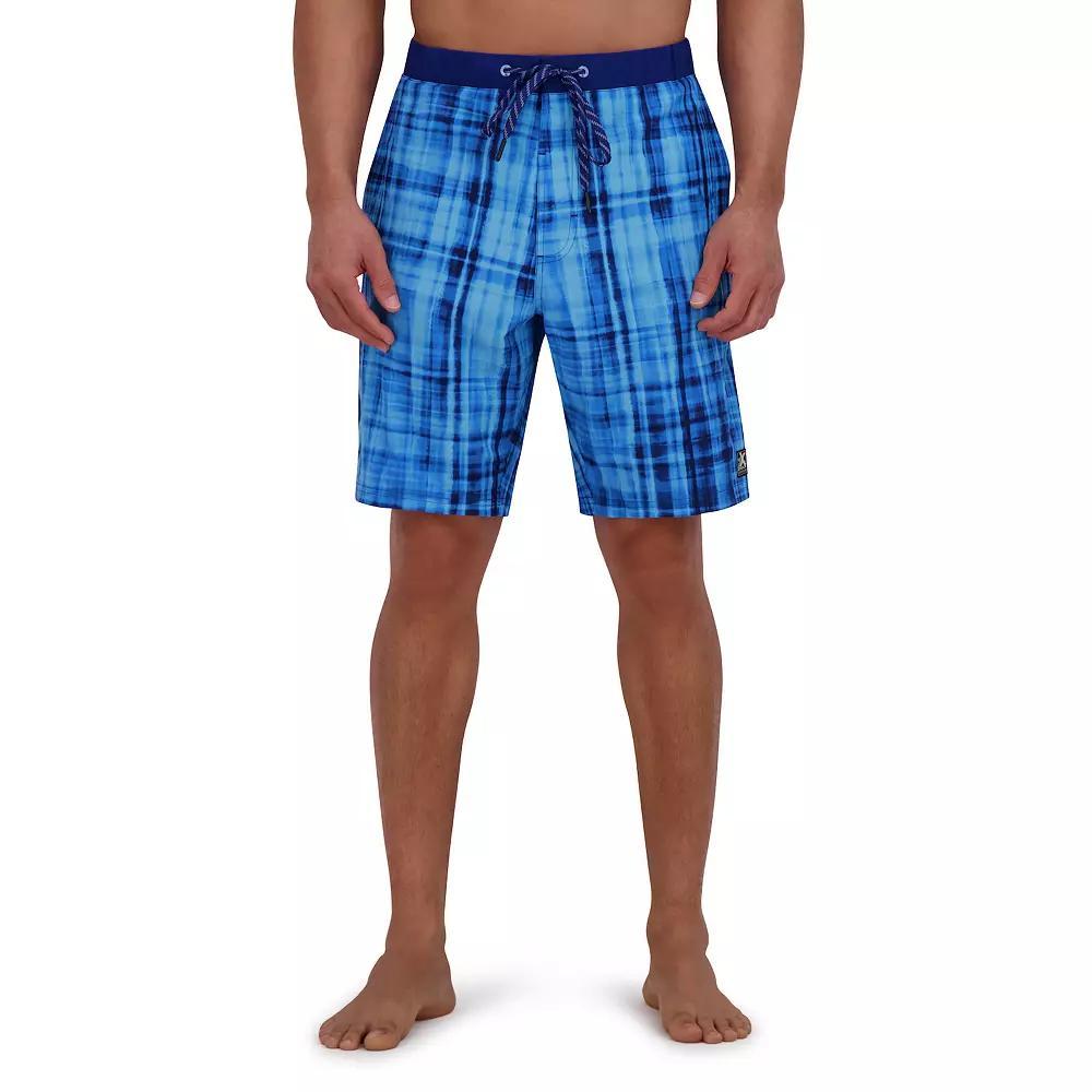Men's ZeroXposur 9" Elastic Waist Boardshorts, Size: Medium, Blue Plaid Product Image