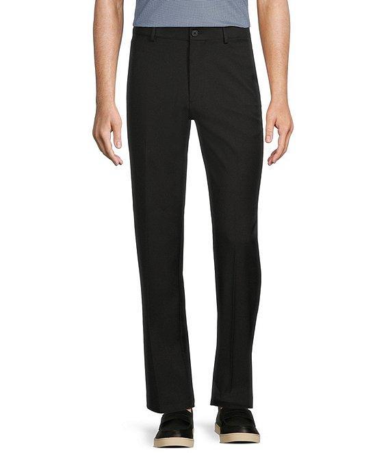Roundtree & Yorke Performance Stewart Flat Front Classic Fit Solid Pants Product Image