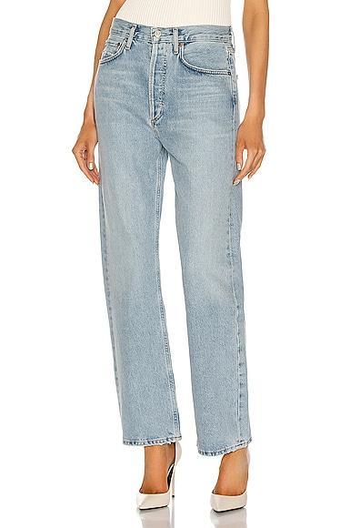 AGOLDE 90's Mid Rise Loose Fit in Denim-Light. Size 23, 24, 25, 27, 28, 29, 30, 31, 32, 33, 34. Product Image