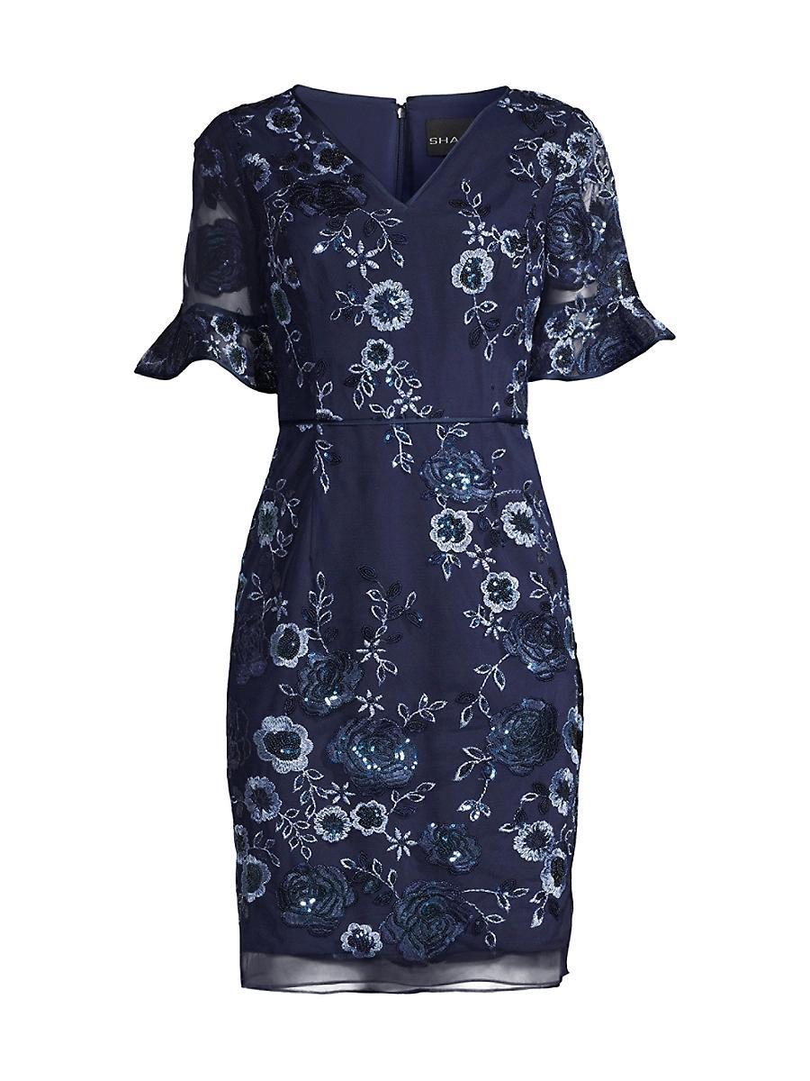Womens Floral Embellished Sheath Dress Product Image