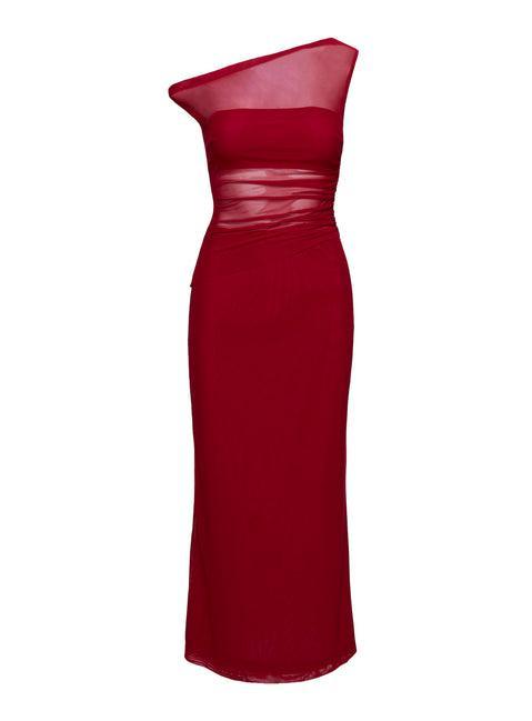 Aristocrat One Shoulder Mesh Set Red Product Image
