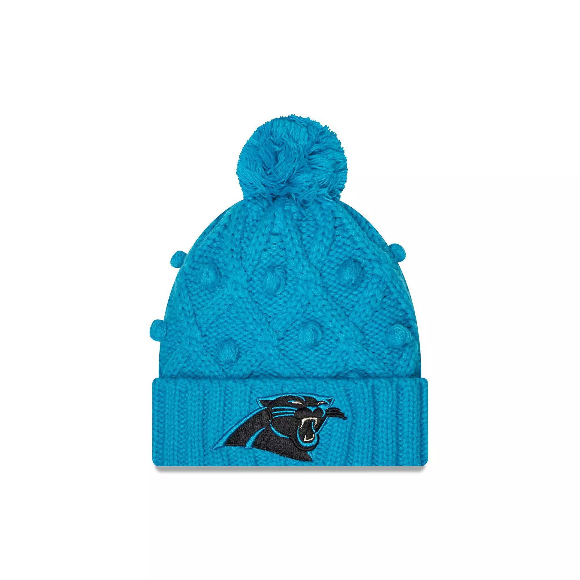 Womens New Era Carolina Panthers Toasty Cuffed Knit Hat with Pom Product Image