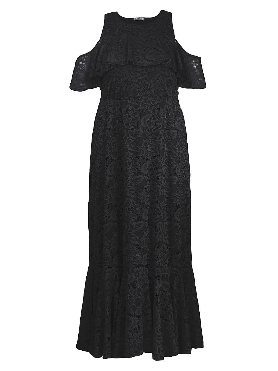 Womens Riviera Lace Cold-Shoulder Gown Product Image