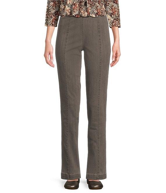 Intro Nia Hollywood Waist Seam Detail High Rise Straight Leg Pull-On Denim Pants Product Image