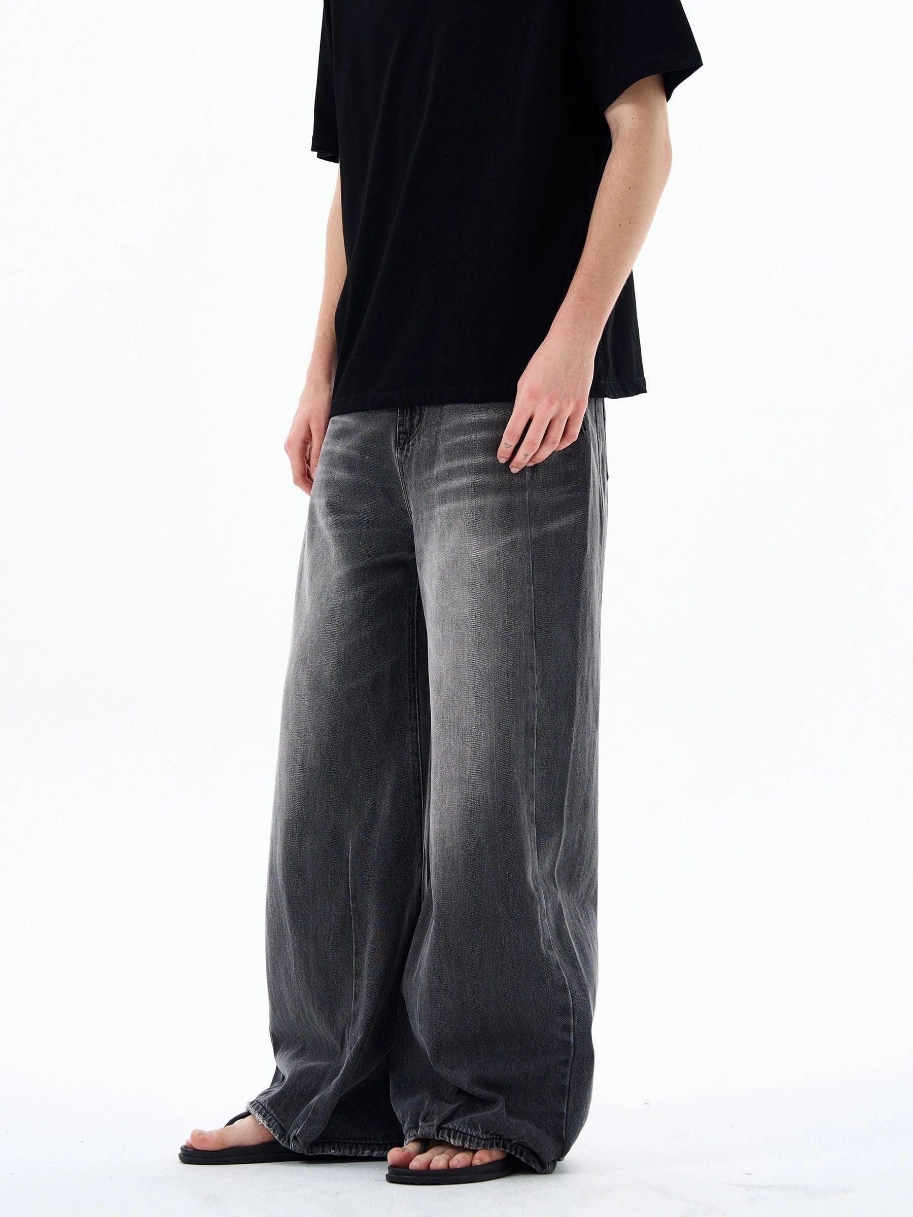 RT No. 19571 WASHED GRAY DENIM STRAIGHT JEANS Product Image