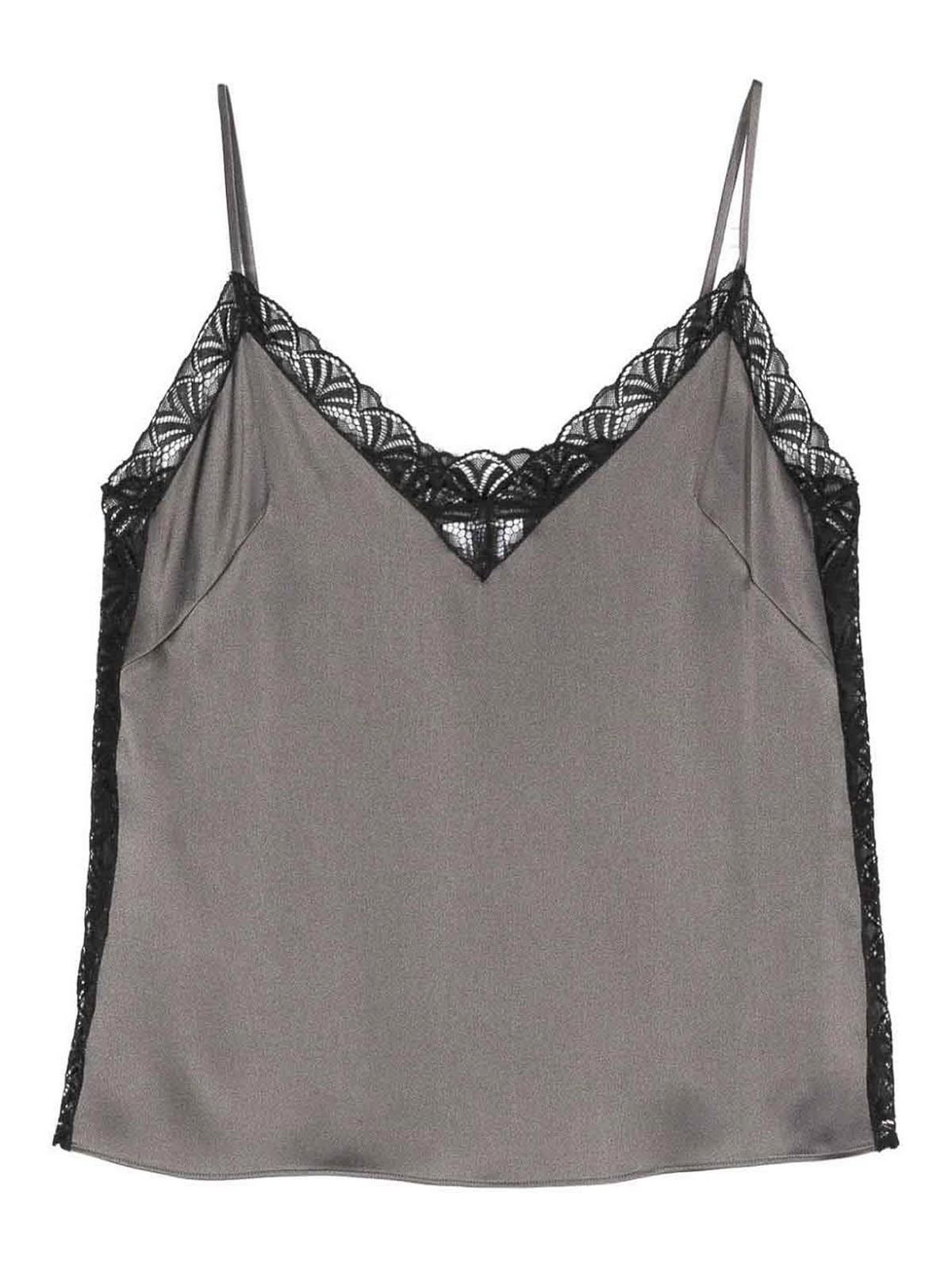ALBERTA FERRETTI Lace-trim Sleeveless Top In Grey Product Image