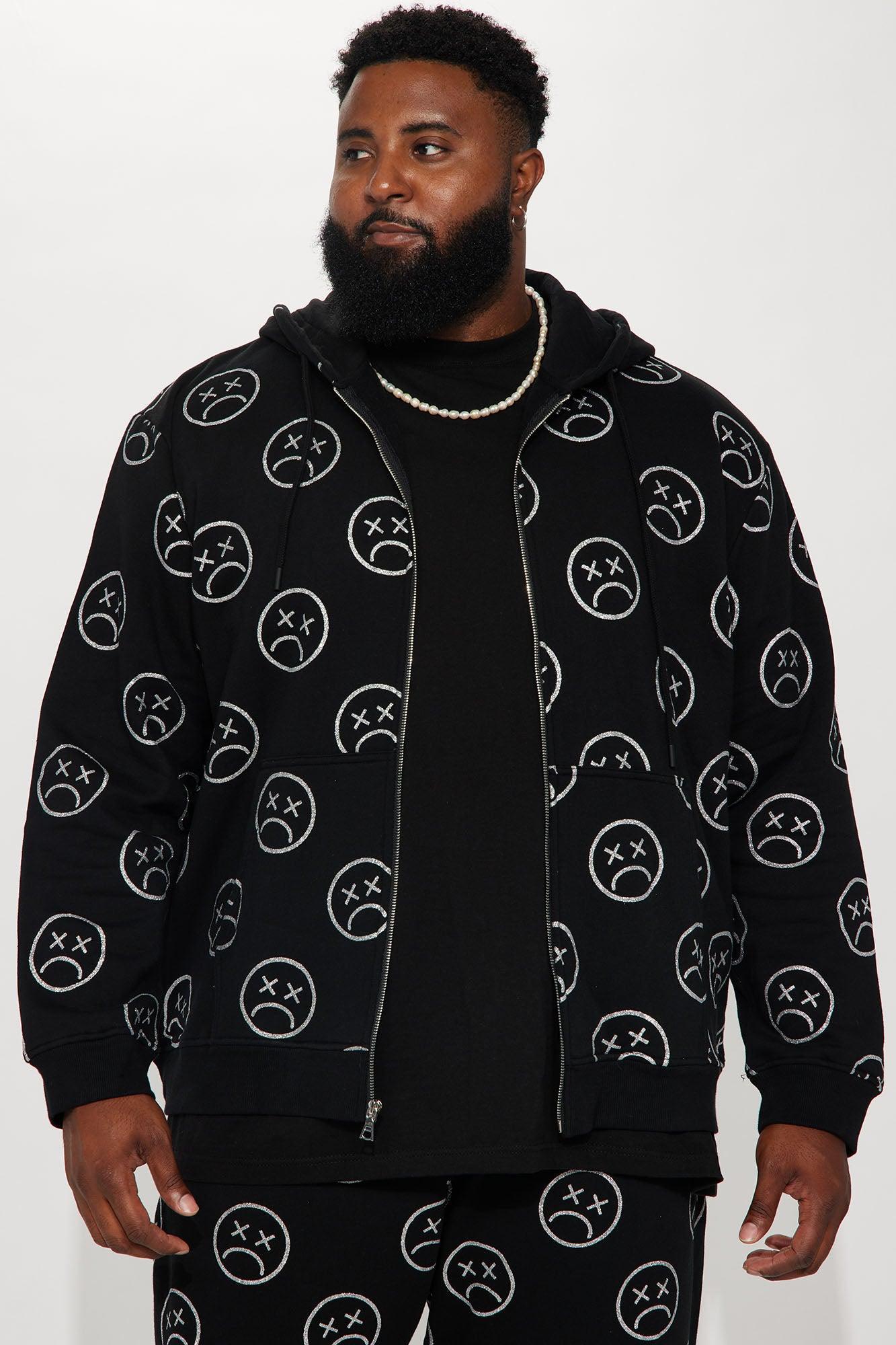 Sad Times Zip Up Hoodie - Black Product Image