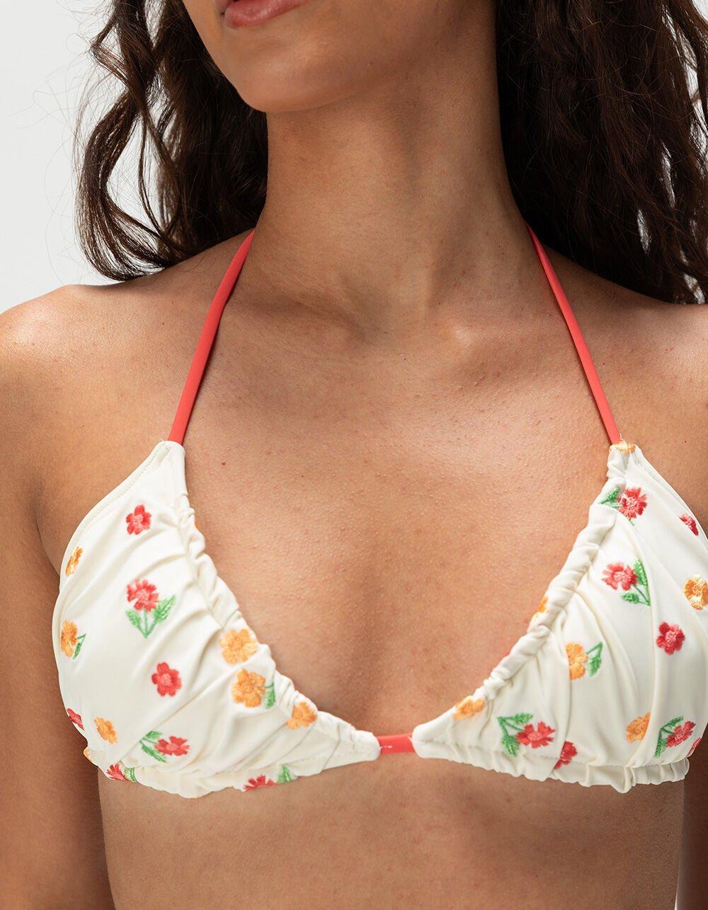 DAMSEL Morgan Ruched Triangle Bikini Top - WHITE Product Image