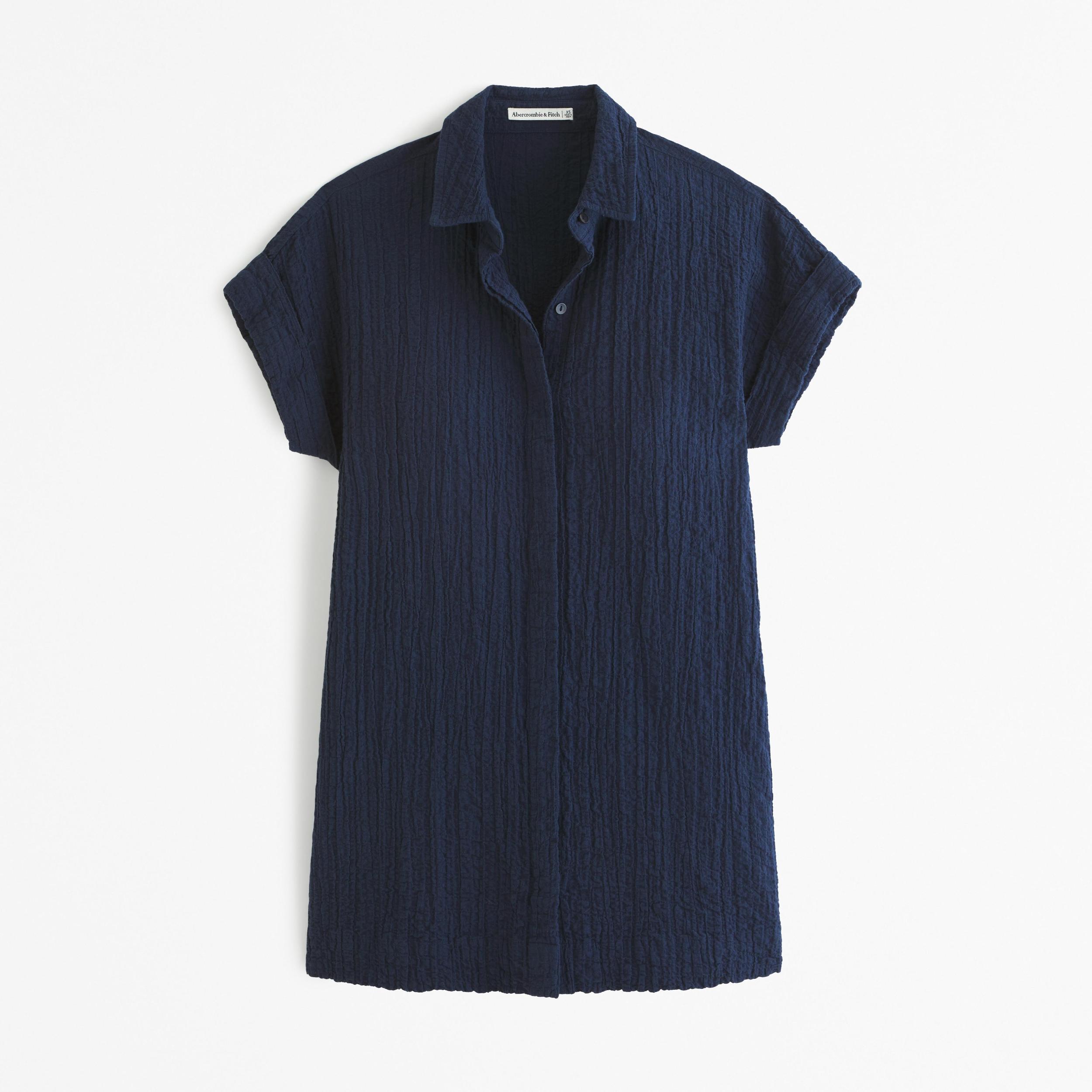 Textured Button-Through Shirt Dress Product Image