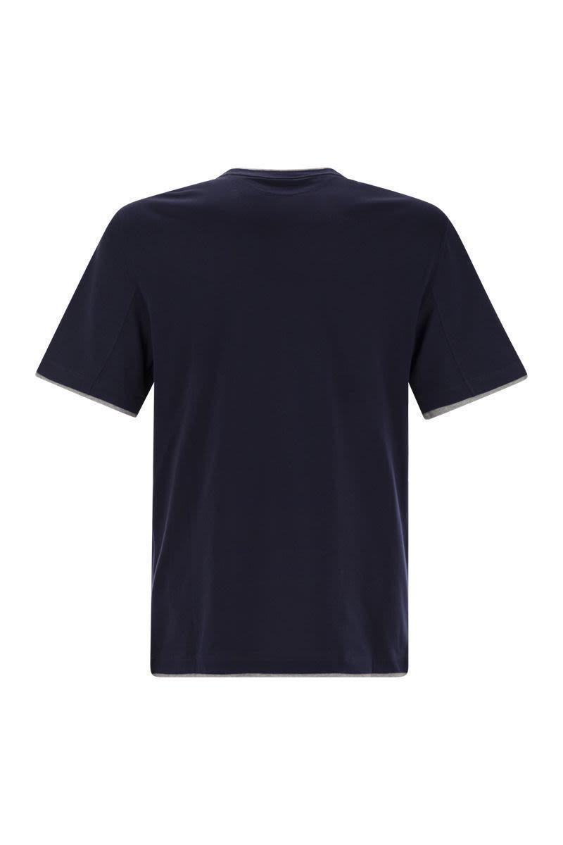 BRUNELLO CUCINELLI Slim Fit Crew-neck T-shirt In Lightweight Cotton Jersey In Blue Product Image