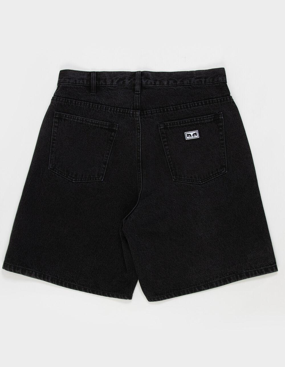 OBEY Bigwig Mens Baggy Denim Shorts - WASHED BLACK Product Image