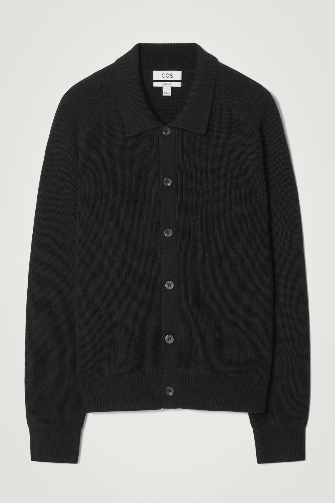 COLLARED RIBBED WOOL-CASHMERE CARDIGAN Product Image