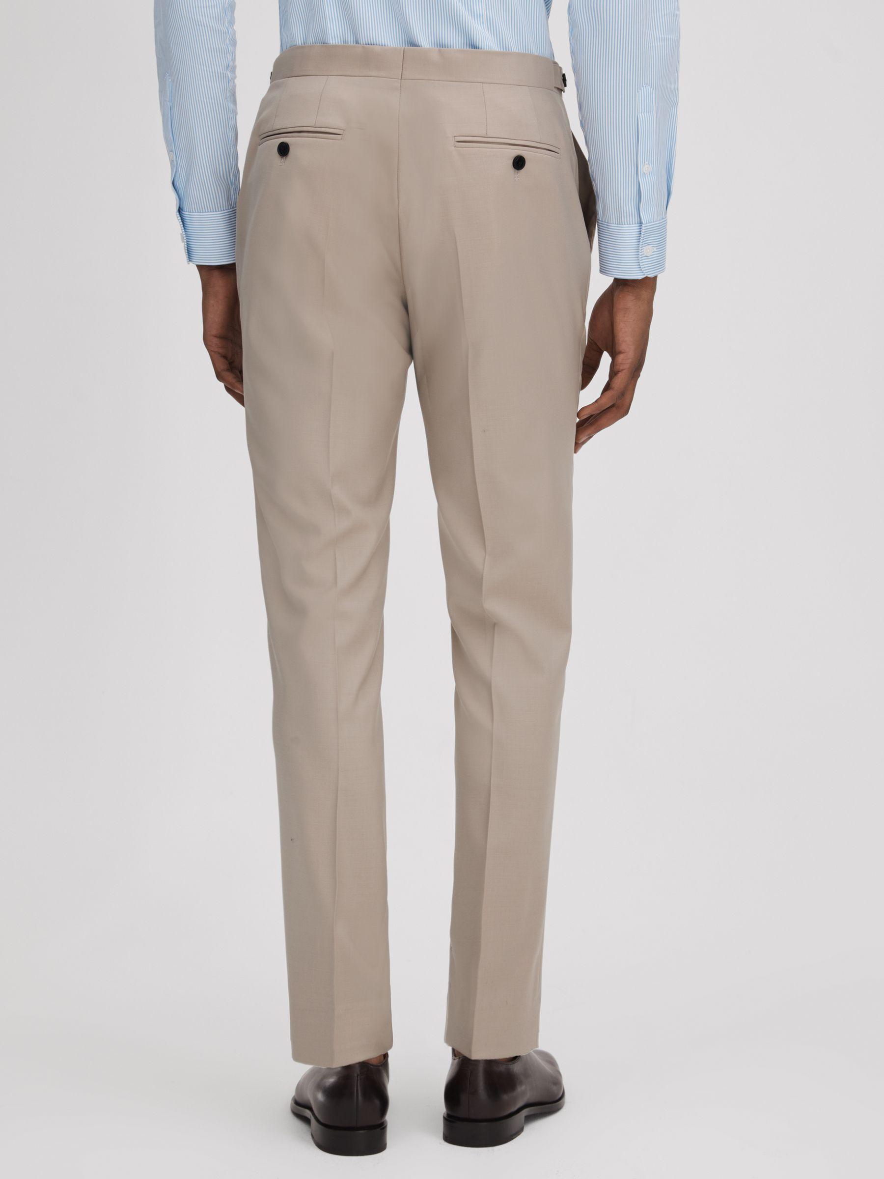 Slim Fit Wool Blend Adjuster Trousers in Stone Product Image
