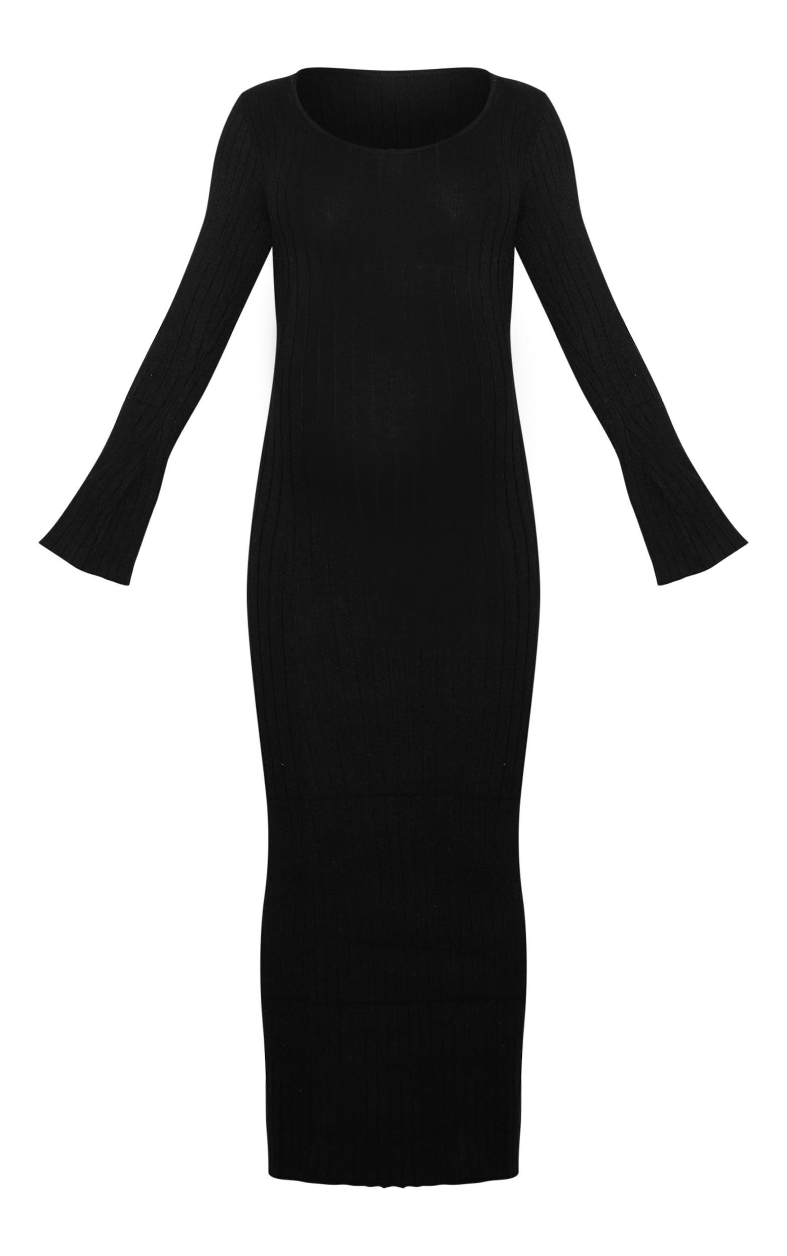 Maternity Black Knitted Scoop Neck Midaxi Dress Product Image